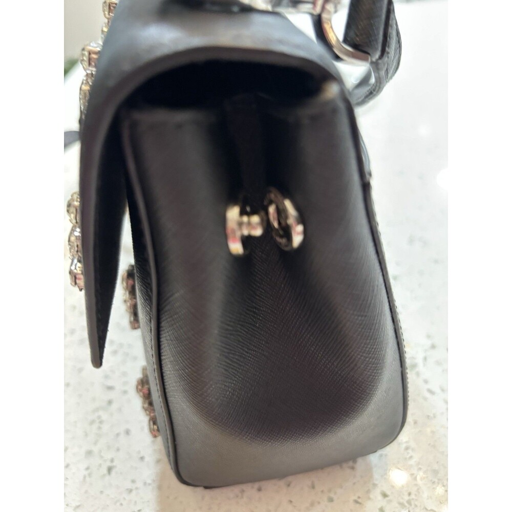 Michael Kors Ava Small Satchel Jewel Saffiano Black Leather Preowned - Picture 10 of 11